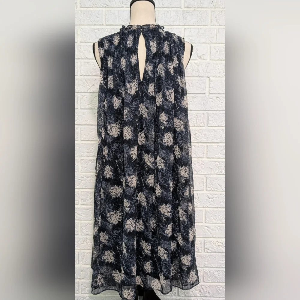 NWT Joie Baltic Print Mini Sleeveless Dress Sz Large Sheer Chiffon Flowy Blue - Picture 7 of 12